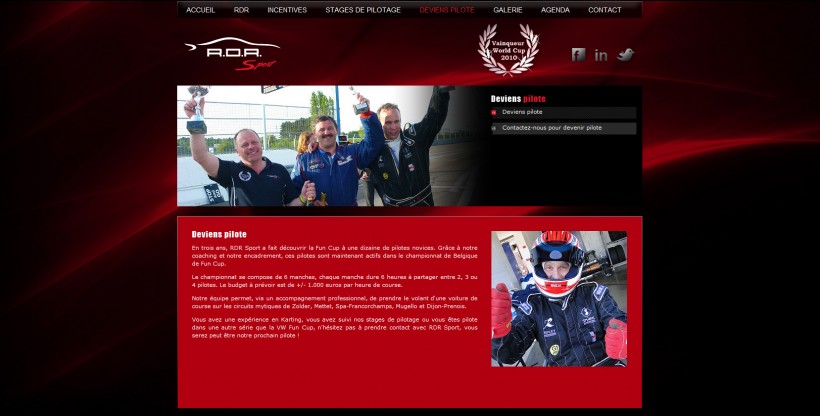 Page prÃ©sentant comment devenir pilote pour le team RDR Sport