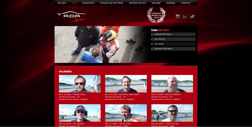 Page prÃ©sentant les pilotes de l'Ã©quipe RDR Sport pour la saison 2011.